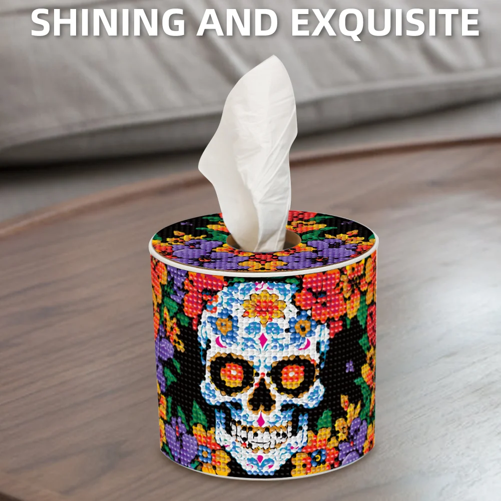 Flower Skeleton DIY Diamond Painting Handmade Tissue Holder Crystal Tissue Box