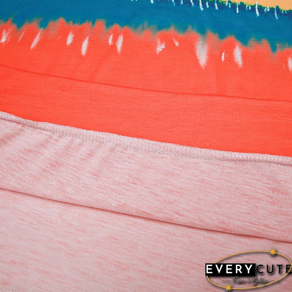 Orange Rainbow Ombre Long Sleeve Tops