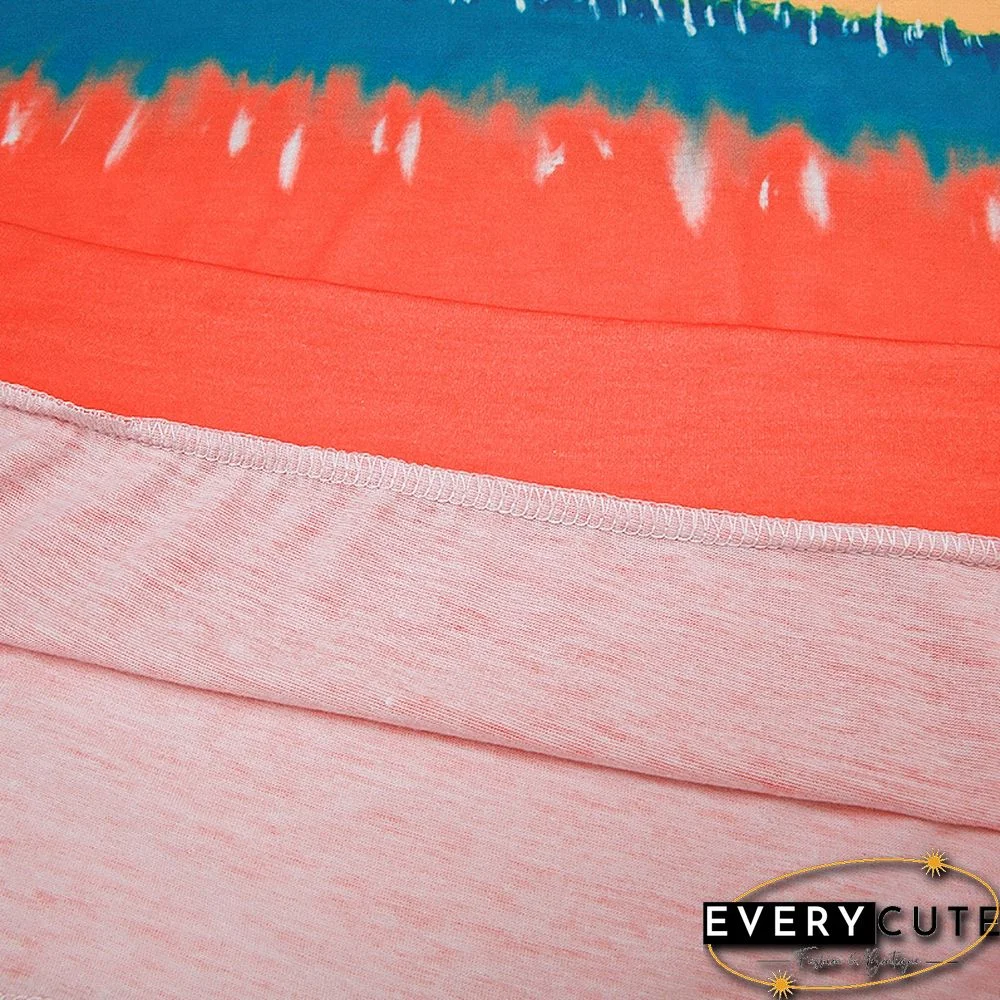 Orange Rainbow Ombre Long Sleeve Tops