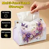 Floral Butterfly DIY PULeather Diamond Painting Tissue Box for Adults Beginners Large Size Diamond Art Paper Storage Holder for Living Room Bedroom Bathroom Table Decor