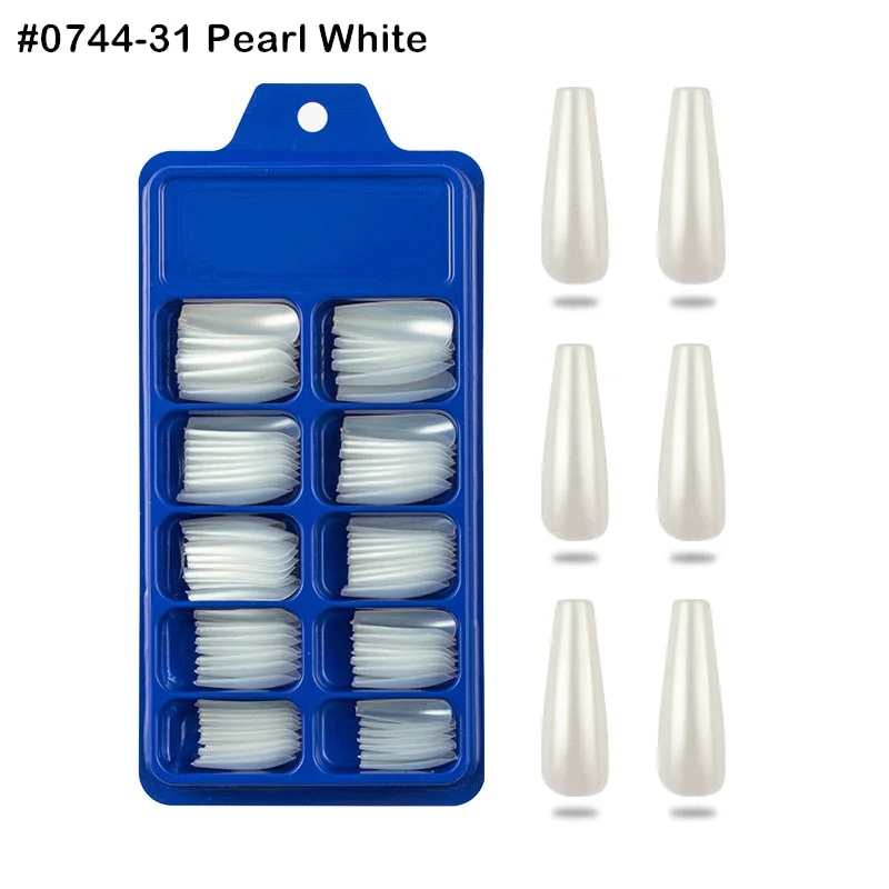 Lamemoria 100/500pcs/opp/box Fake Nails Coffin Nail Tips Press on Nails Natural Clear Long Ballerina DIY False Nail Full Cover-Nail Inspo