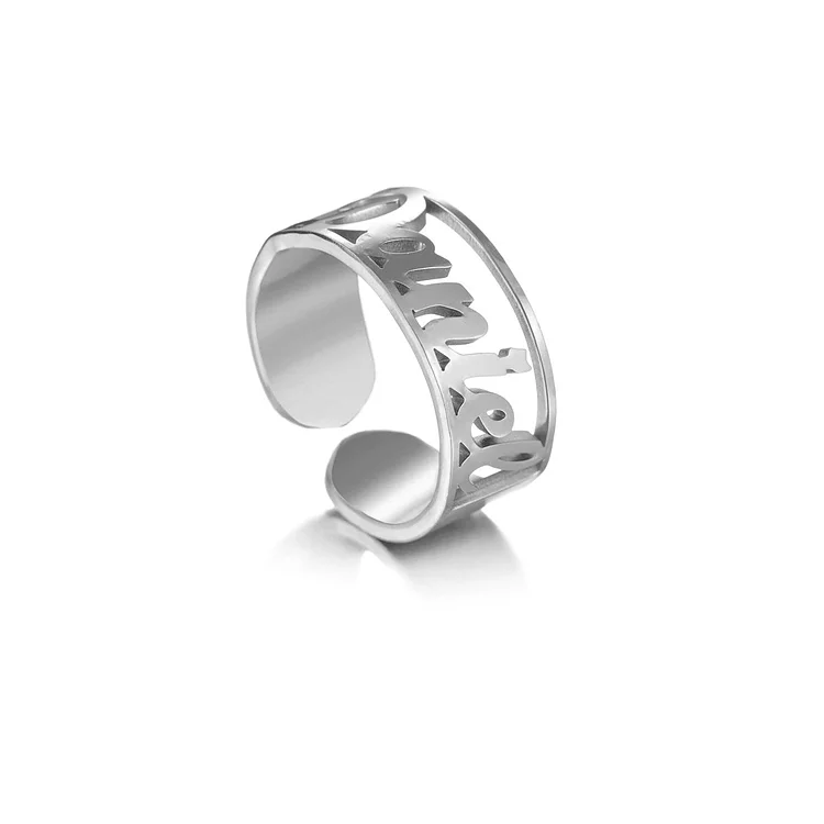 Adjustable And Personalized Opening Hollow Name Woman Ring