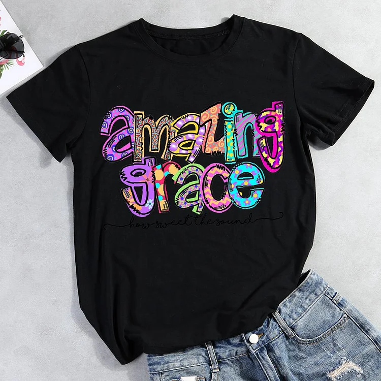Amazing Grace Round Neck T-shirt-Annaletters