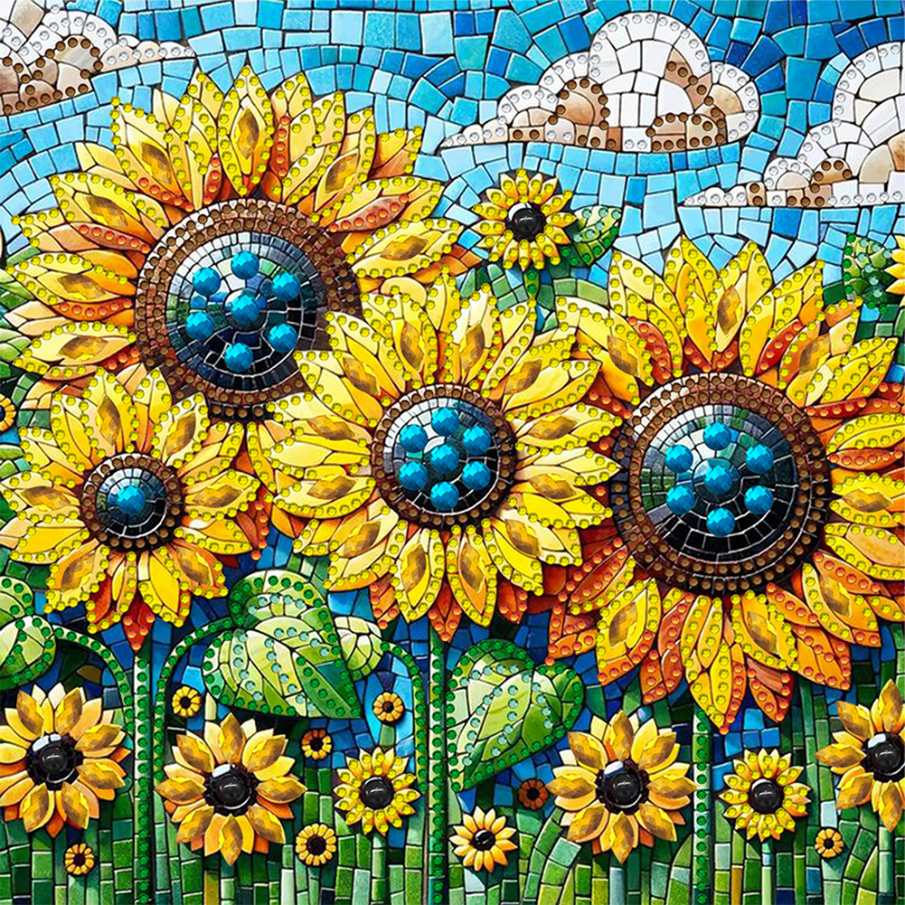 Sunflower Flowers 30*30cm(canvas) special shaped drill diamond painting