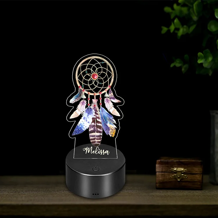 Personalized Dream Catcher Night Light Custom Name 7 Colors LED Lamp