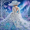 Robe blanche glace Aurora, dame sp&eacute;cialement fa&ccedil;onn&eacute;e 5d bricolage partiel en diamant kits de peinture en diamant pour adultes d&eacute;butants d&eacute;coration int&eacute;rieure peintures diamants art 11,81 x 11,81 pouces