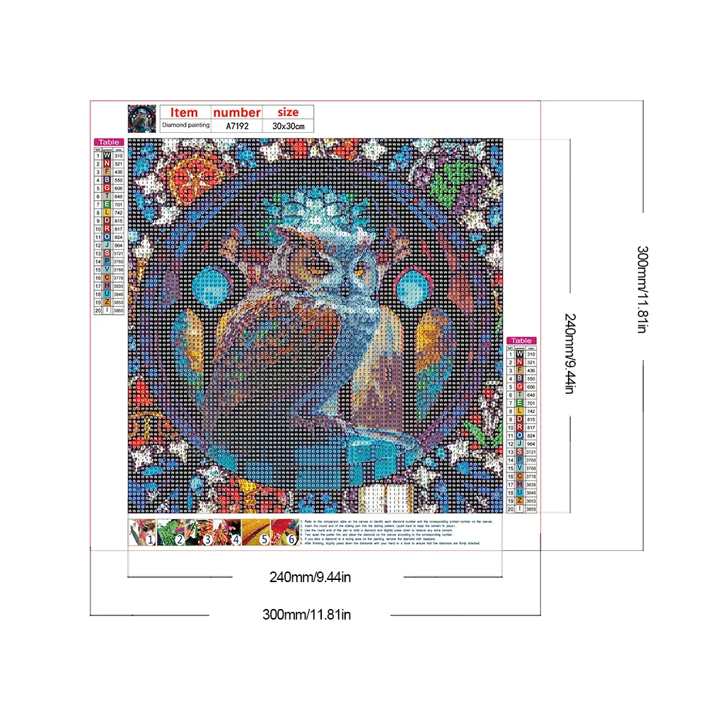 Diamond Painting - Full Round Drill - Stained Glass Owl(30*30cm)