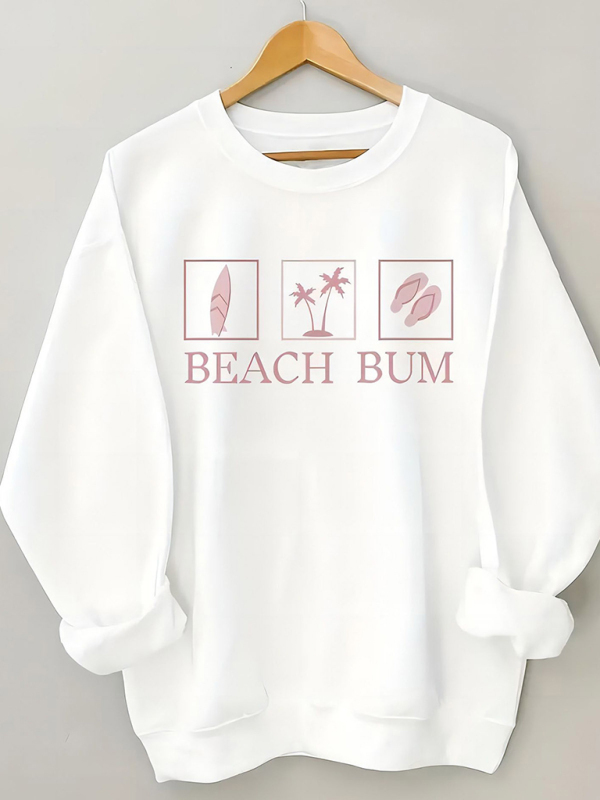 Mature Women's Round Neck Casual Beach Bum Letter Sweatshirt
