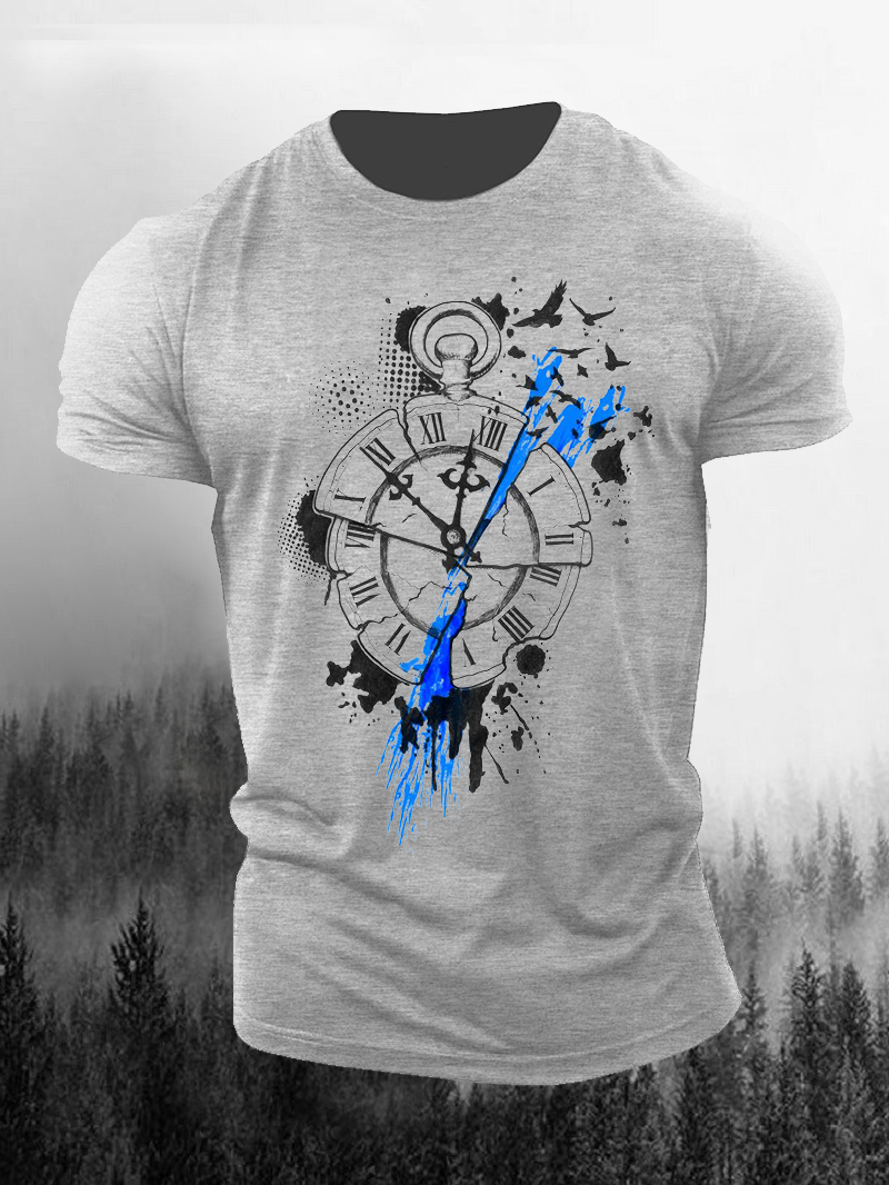 Broken Clock Print Short Sleeve T-Shirt