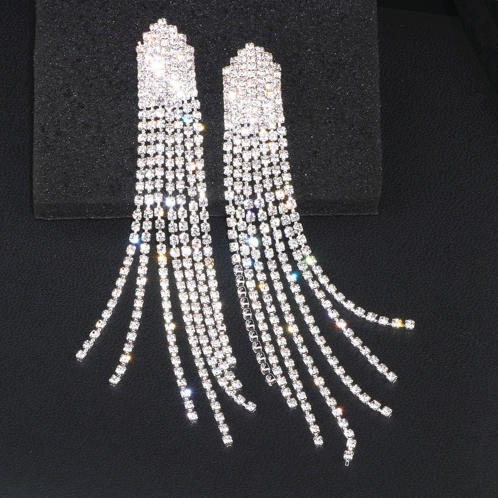 Long Tassel Luxury Crystal Big Drop Dangle Earring | Oxredo Shop Ramadan Sale