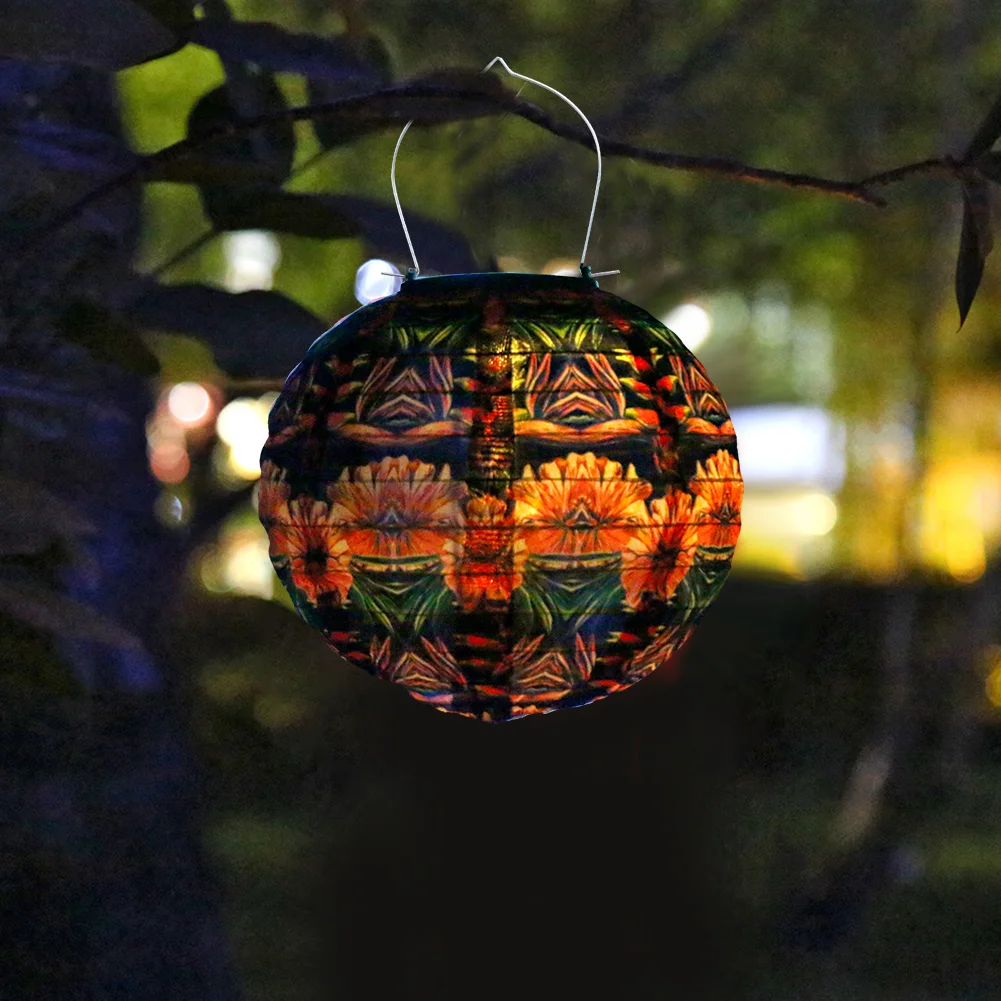 Solar Painted LED Lantern Outdoor Waterproof Garden Hanging Lighting (C)