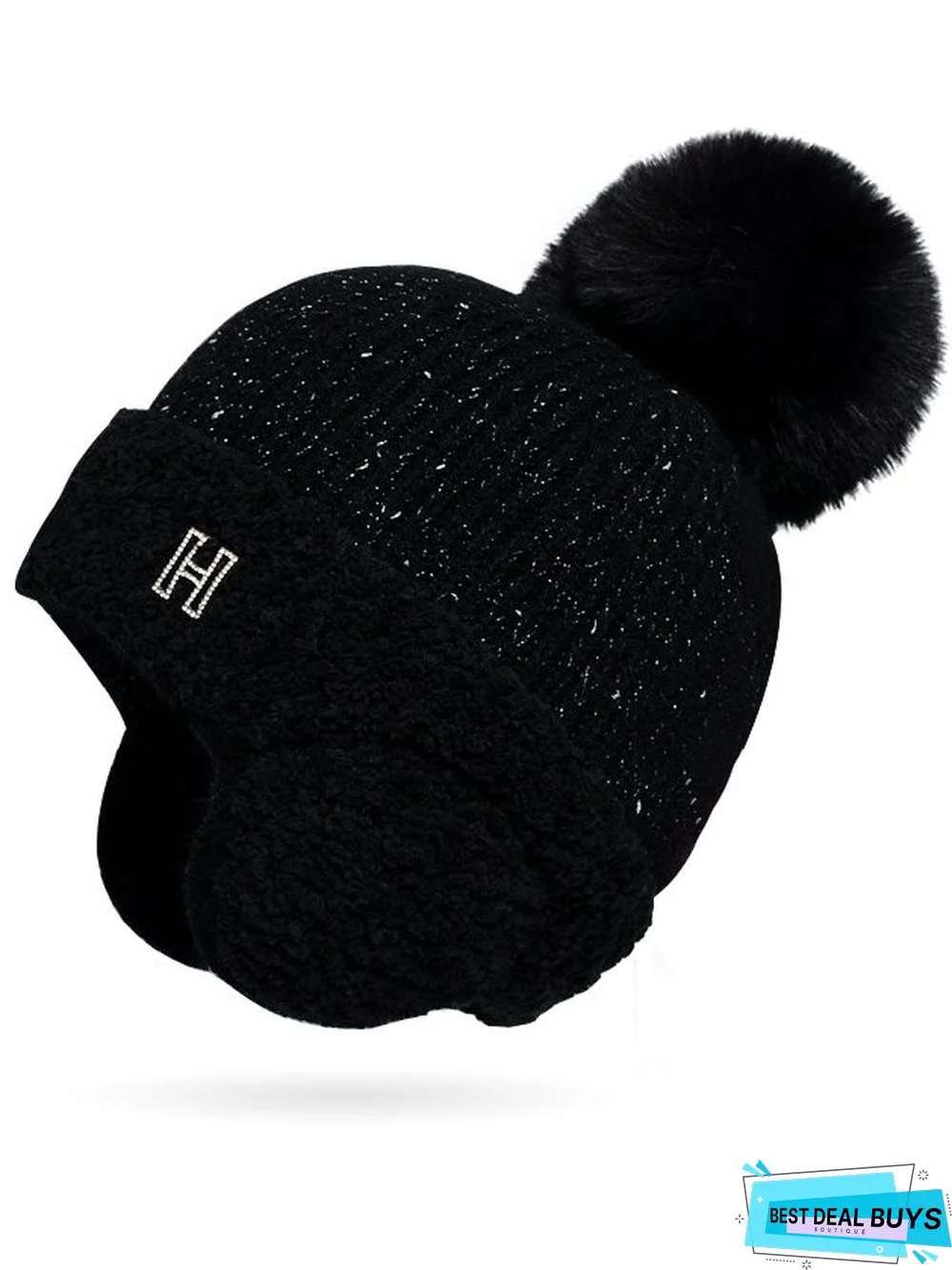 Casual Wool Knit Pom Beanies Earmuffs Daily Commuting Outdoor Accessories