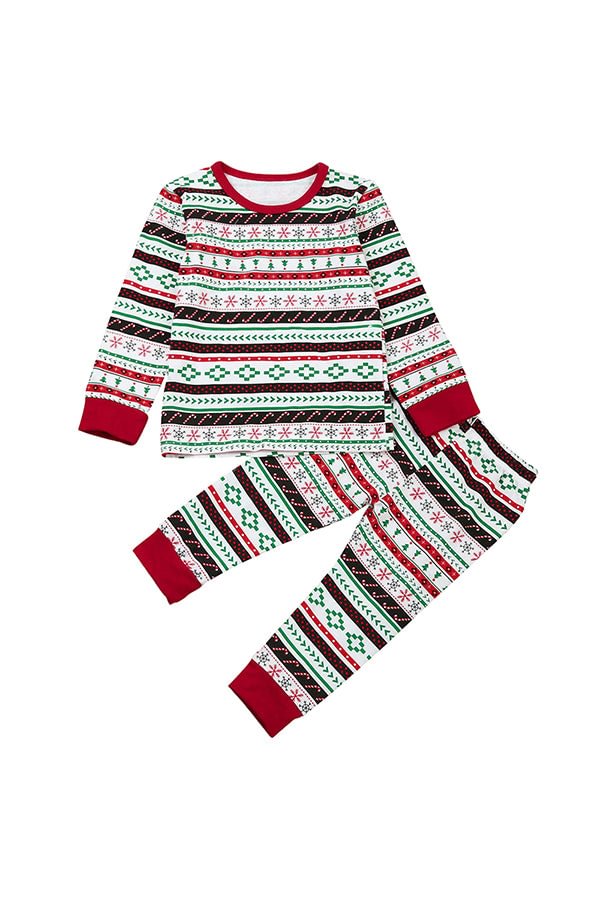 Kids Boys Long Sleeve Snowflake Trees Print Christmas Pajamas-elleschic