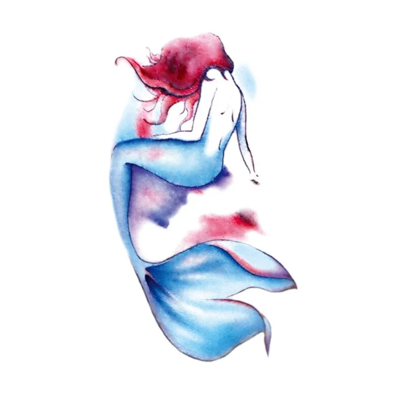 Tattoo Sticker Mermaid Little Element Small Devil Fish Jellyfish Whale Sea Animal Water Transfer Temporary Fake Body Art Tatoo