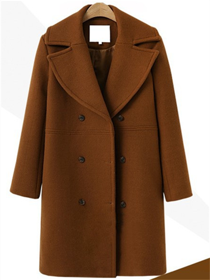 Autumn and Winter Large Size Women's Tweed Coat Female Double-breasted in Long Section Trench Coat Tweed Jacket | 168DEAL