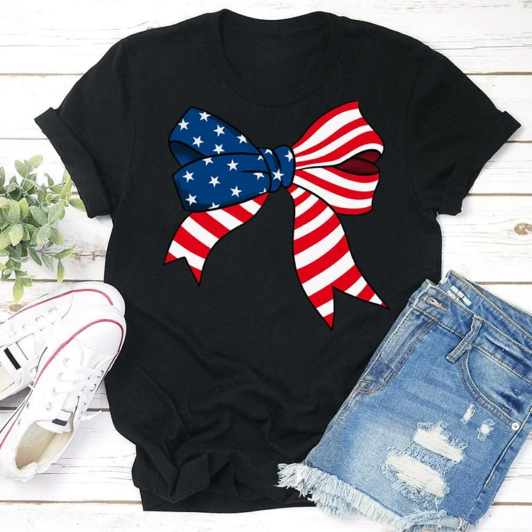 American flag bow independence Day  T-shirt Tee - 02092-Annaletters