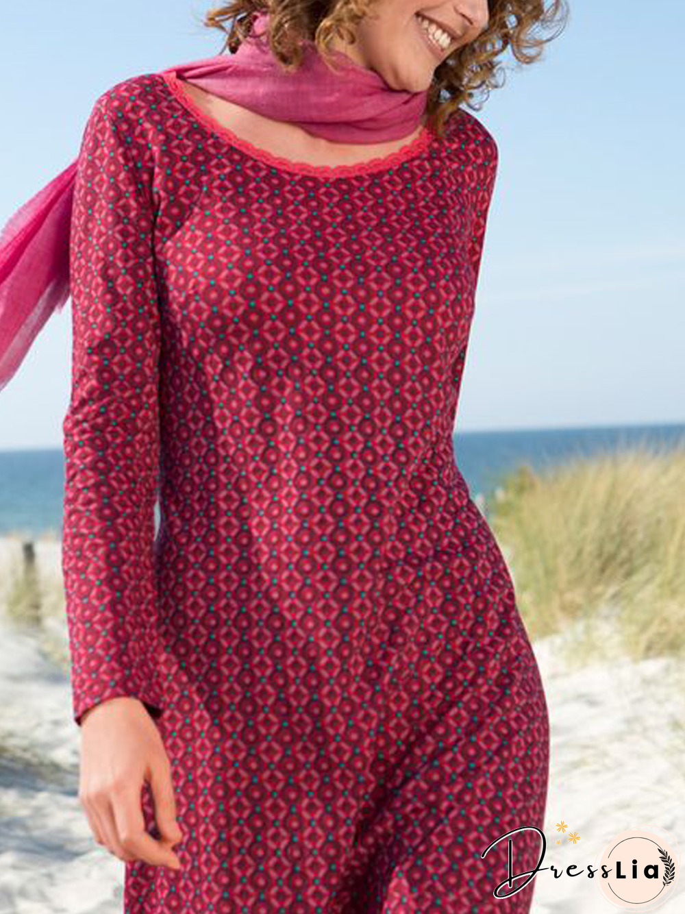 Casual Jersey Crew Neck Dresses