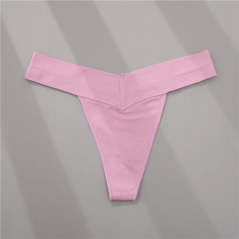 FINETOO Women Thong V Waist G-string 7 Solid Colors Seamless Femme Underwear T-Back Pantys Lingerie Sexy Panties For Girls S-2XL