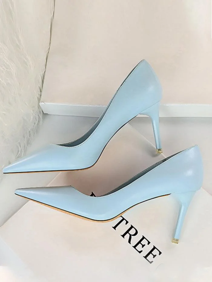 Fashion simple stiletto high-heeled shallow pointy shoes