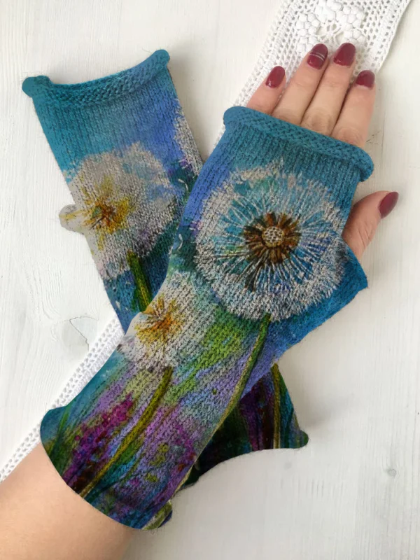 Dandelion retro knit fingerless gloves