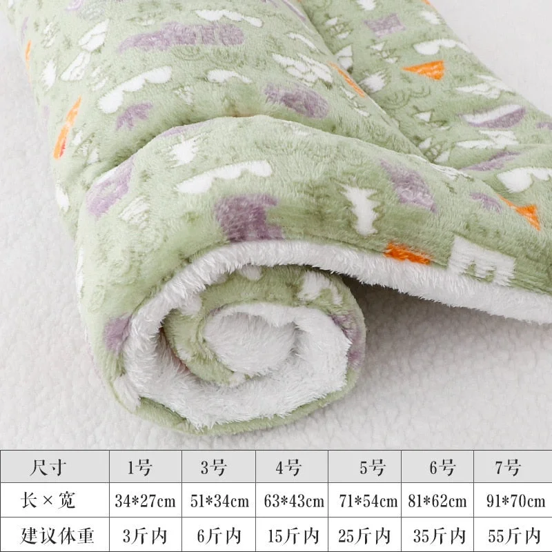 Soft Flannel Thickening Pet Soft Fleece Pad Pet Blanket Mattress Puppy Cat  Sofa Mat Home Carpet Warm Sleep Set Dog Bed