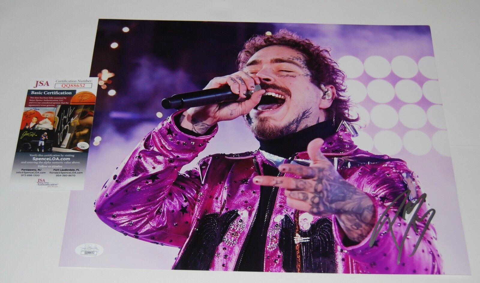 POST MALONE signed (AUSTIN POST) White Iverson Music 11X14 *PROOF* JSA #3