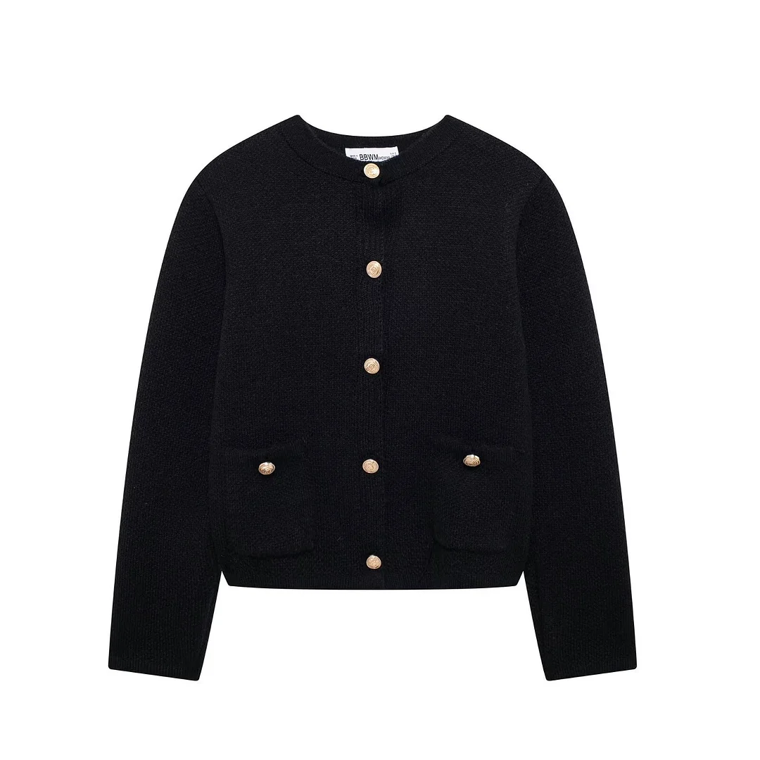 Nigikala Nigikala Autumn New Knitted Jersey Women's Round Collar Solid Color Loose Set Leisure