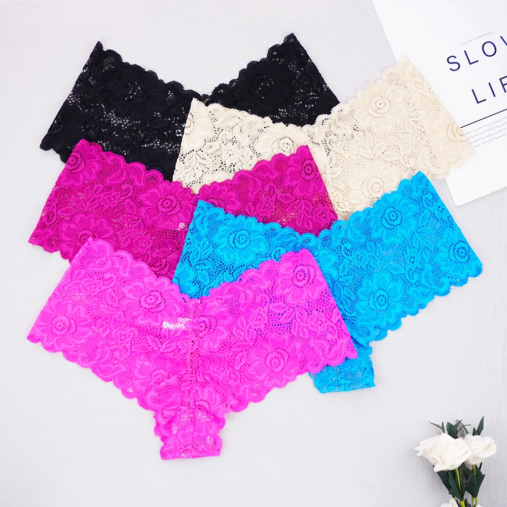 Billionm Fashion Lace Boxer Shorts Ladies Sexy Transparent Underwear Low Waist Hollow Panties Free Shipping