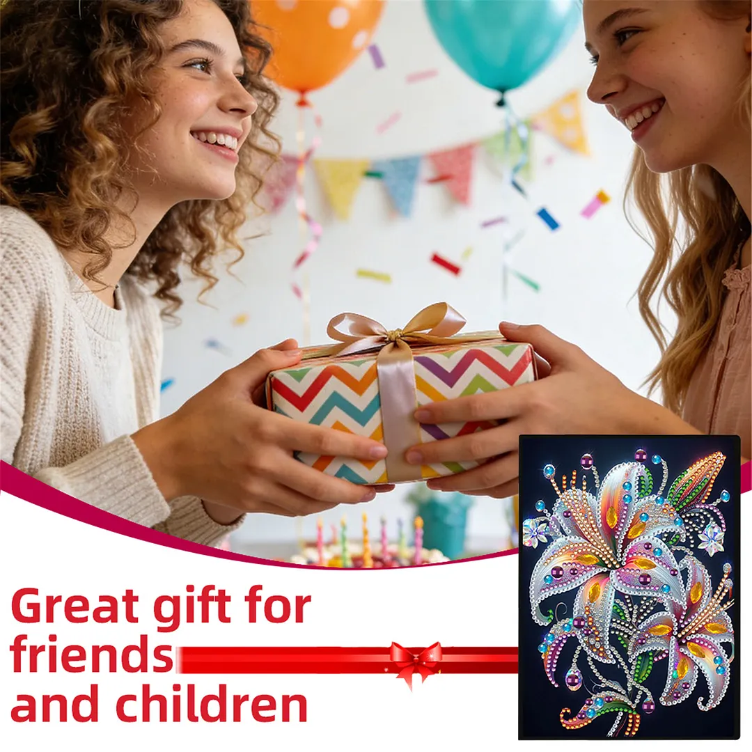 DIY Flower Diamond Painting Journals Notebooks 50 Pages A5 No Lines Special Shaped Diamond Art Kits for Beginners Craft Lovers and Artists (Lily)