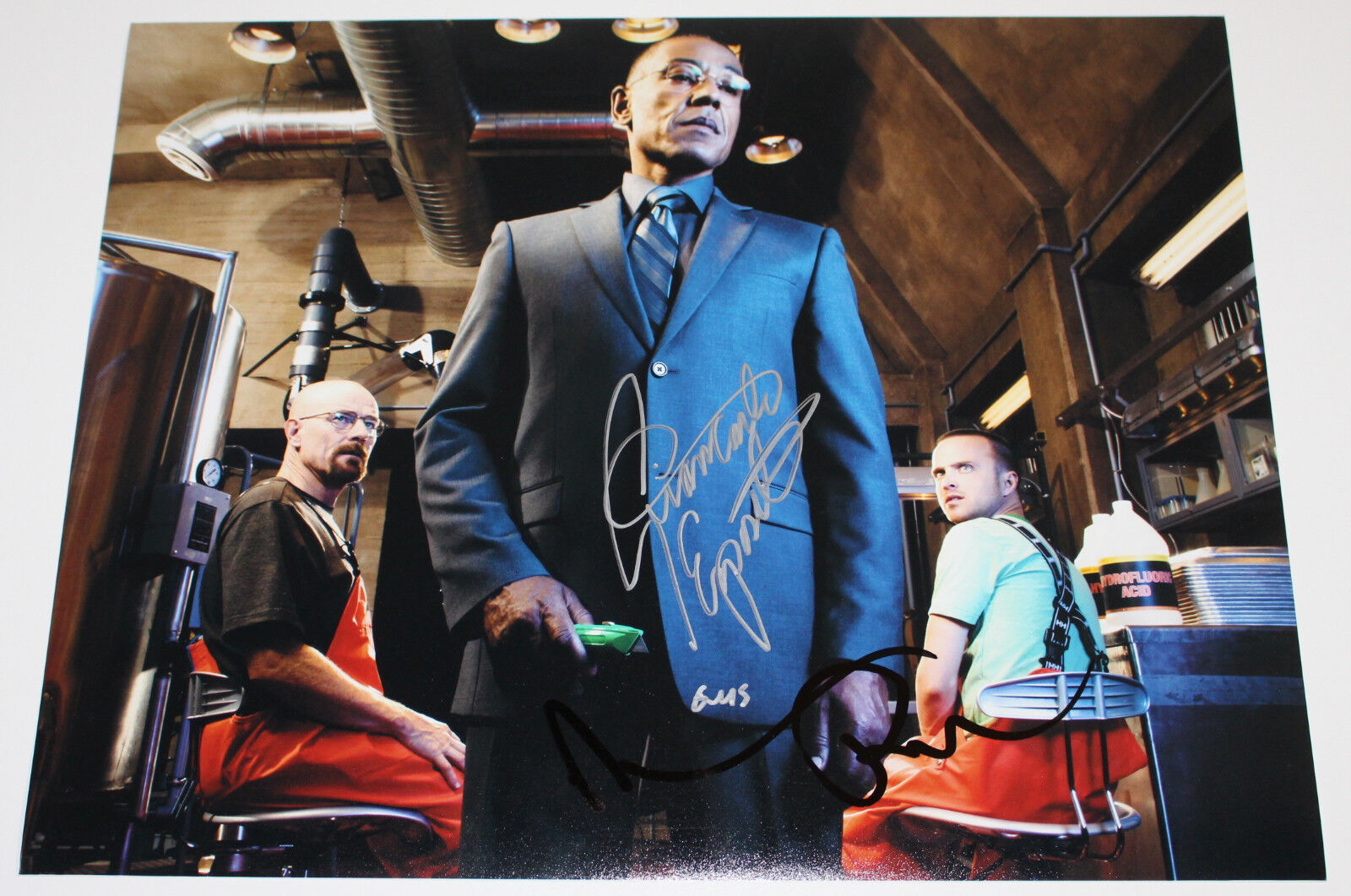 AARON PAUL & GIANCARLO ESPOSITO SIGNED AUTHENTIC 'BREAKING BAD' 11x14 Photo Poster painting COA!