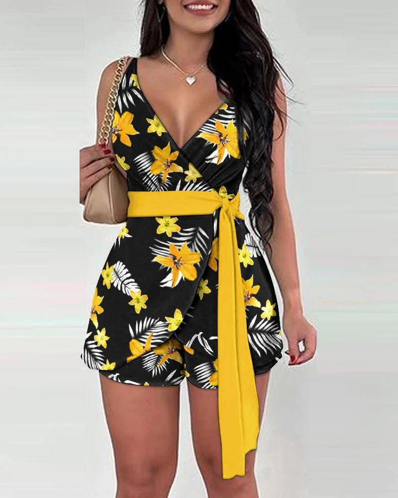 Uveng Uveng Spring/Summer Women's Temuv Tie Belt Shorts Fashion Casual Set