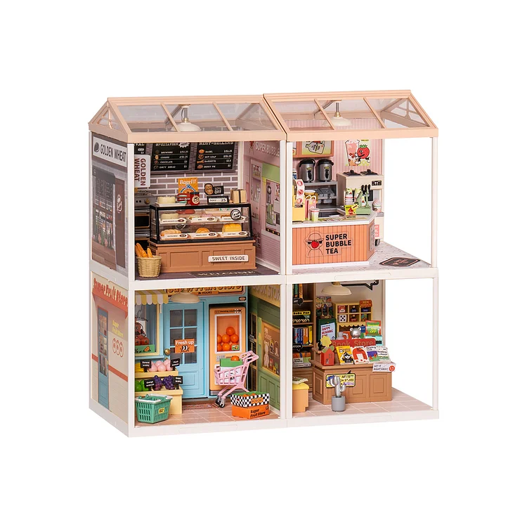 Rolife Super Creator Double Joy Bubble Tea Plastic DIY Miniature House Kit