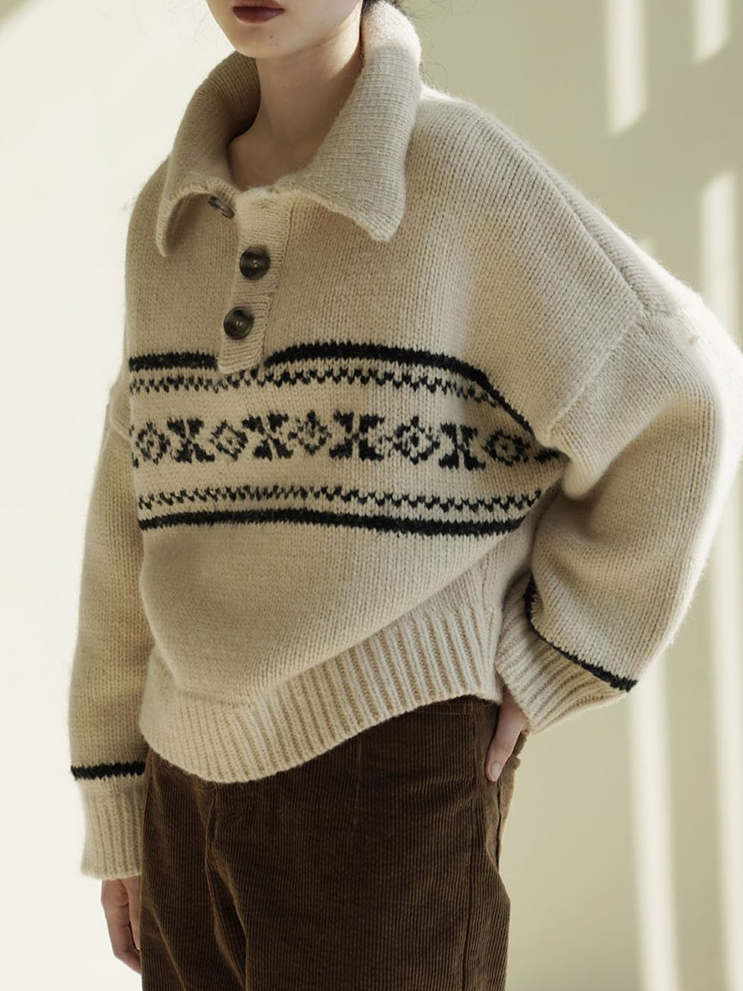 Polo Patterned Knit Sweater