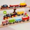 Children's Small Locomotive Car Model Toy Wooden Scooter Inertia Magnetic Boxed Car Compatible With Wooden Track