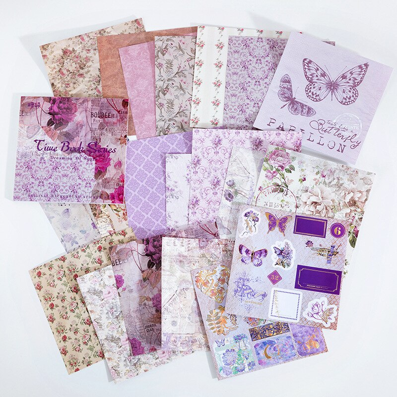 JOURNALSAY 20Pcs Vintage Journal Background Decoration Sticker Book Literary Art Fresh