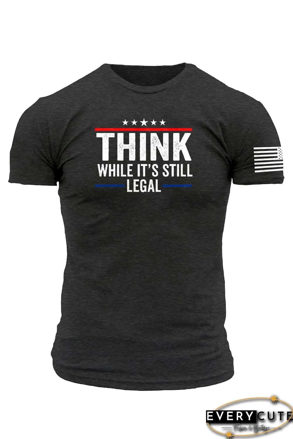 Gray Think While It's Still Legal Flag Short Sleeve Tee
