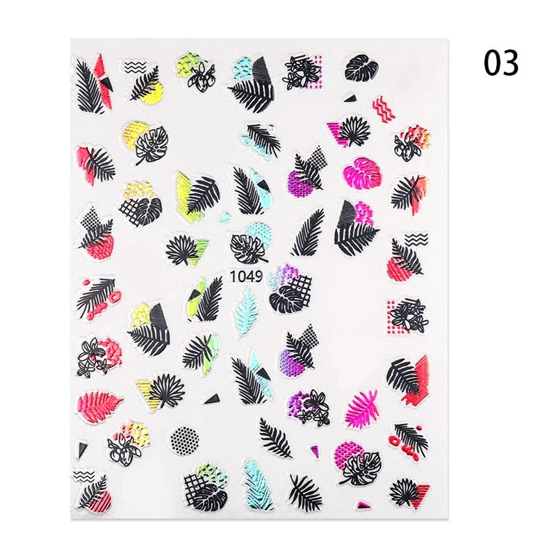 1 Pc 3D Nail Sticker Flower Leaves Slider Transfer Nail Stickers For Manicures Nail Art DIY Transfer Sticker Nail Art Decoration