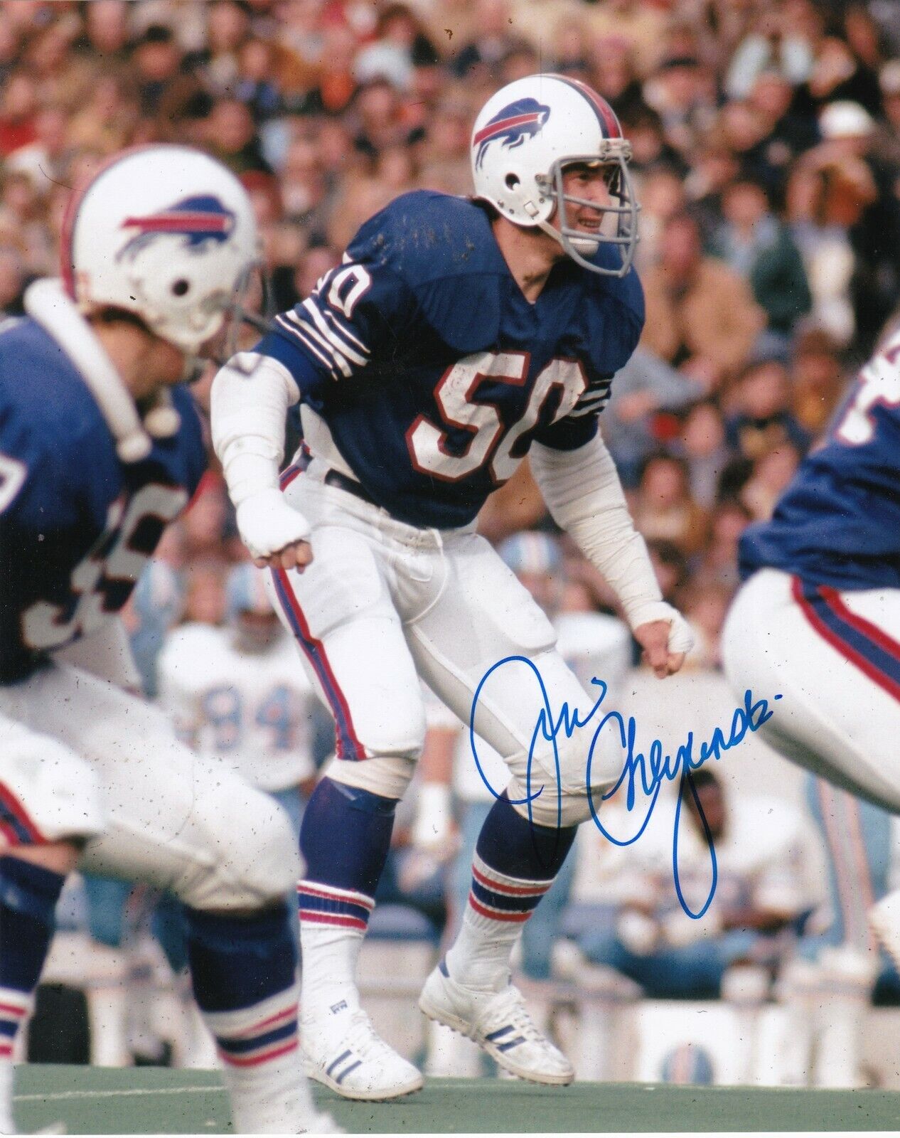 JIM CHEYUNSKI BUFFALO BILLS ACTION SIGNED 8x10