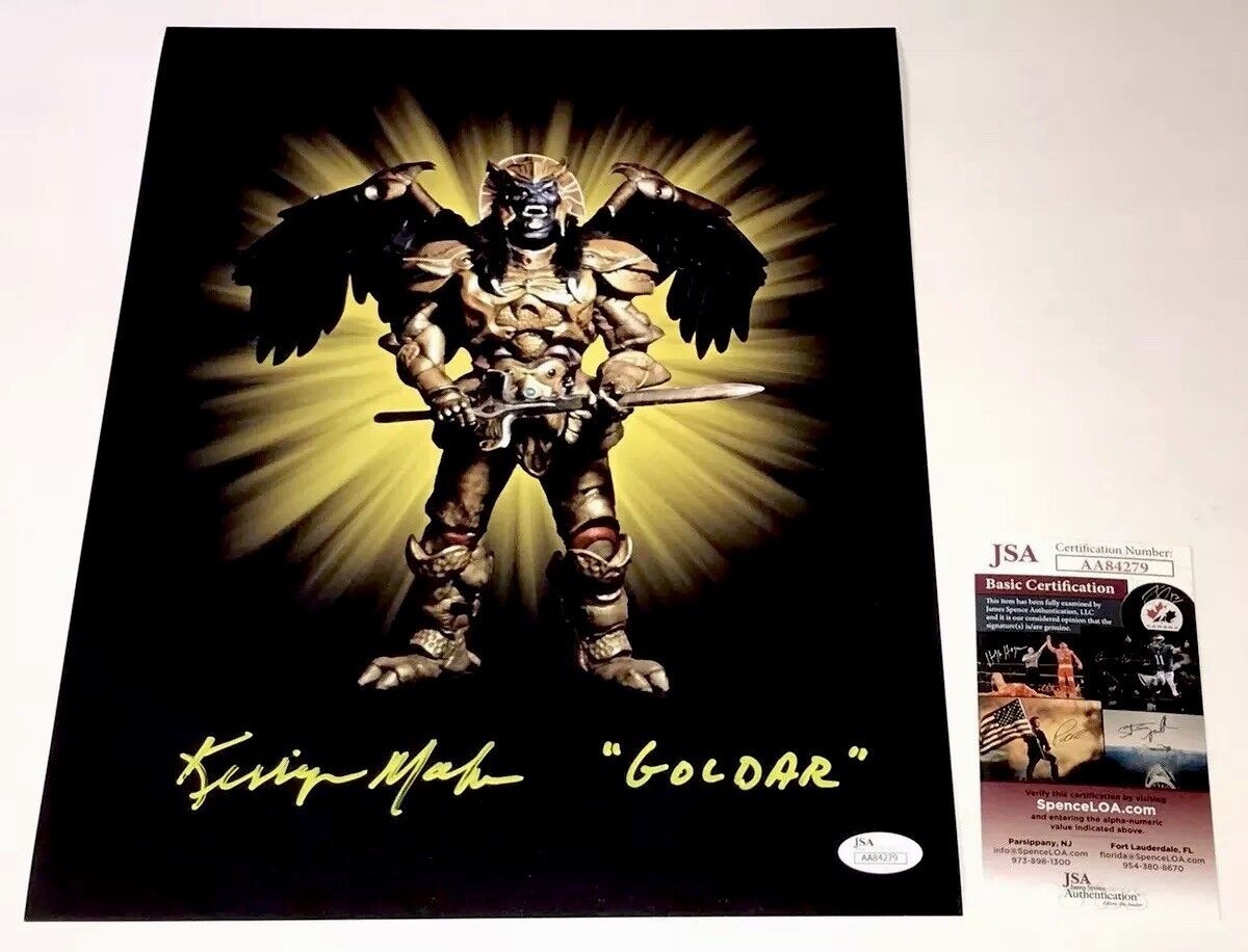 KERRIGAN MAHAN Signed POWER RANGERS 11x14 GOLDAR Photo Poster painting Autograph JSA COA