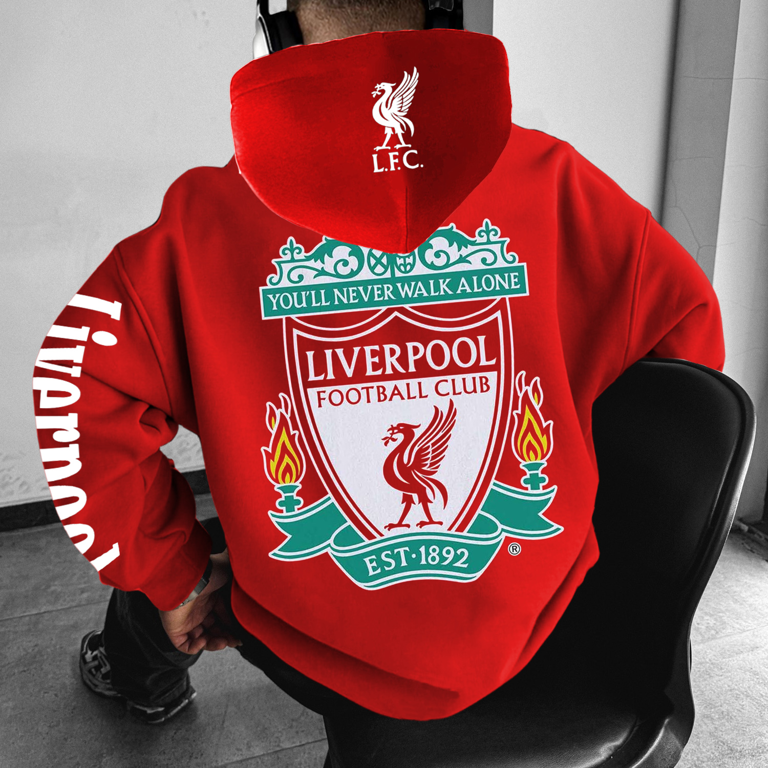 Men's Casual Football Match Print Oversized Hoodie / TECHWEAR CLUB / Techwear