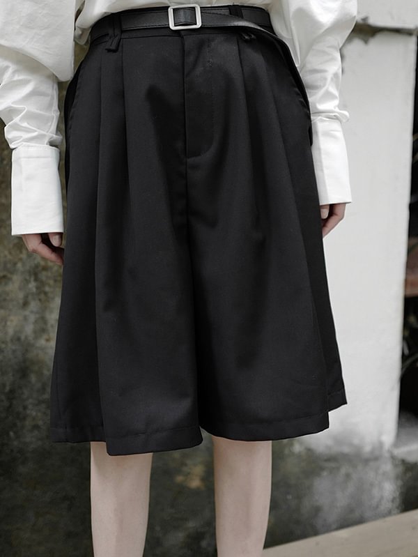 Casual Solid Column Wide Leg Shorts