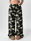 Women's Thicken Casual Leopard Elastic Waist Long Wide-Leg Pants