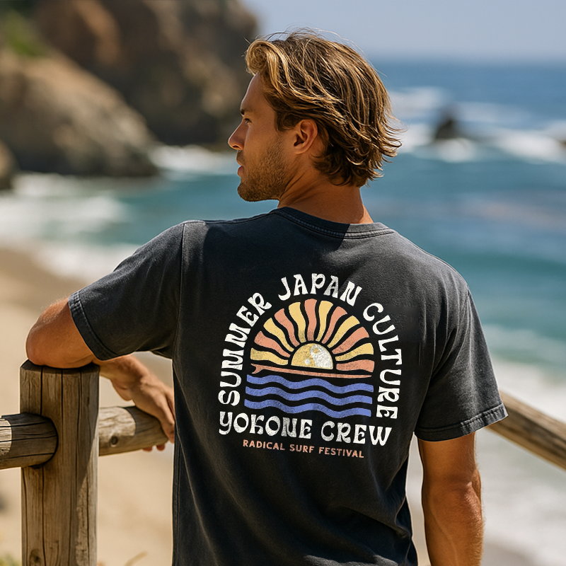 Men's Surf Summer Japan Culture Graphic T-Shirt