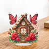 DIY Butterfly Rose Cottage Acrylic Special Shape Diamond Painting Desktop Ornaments