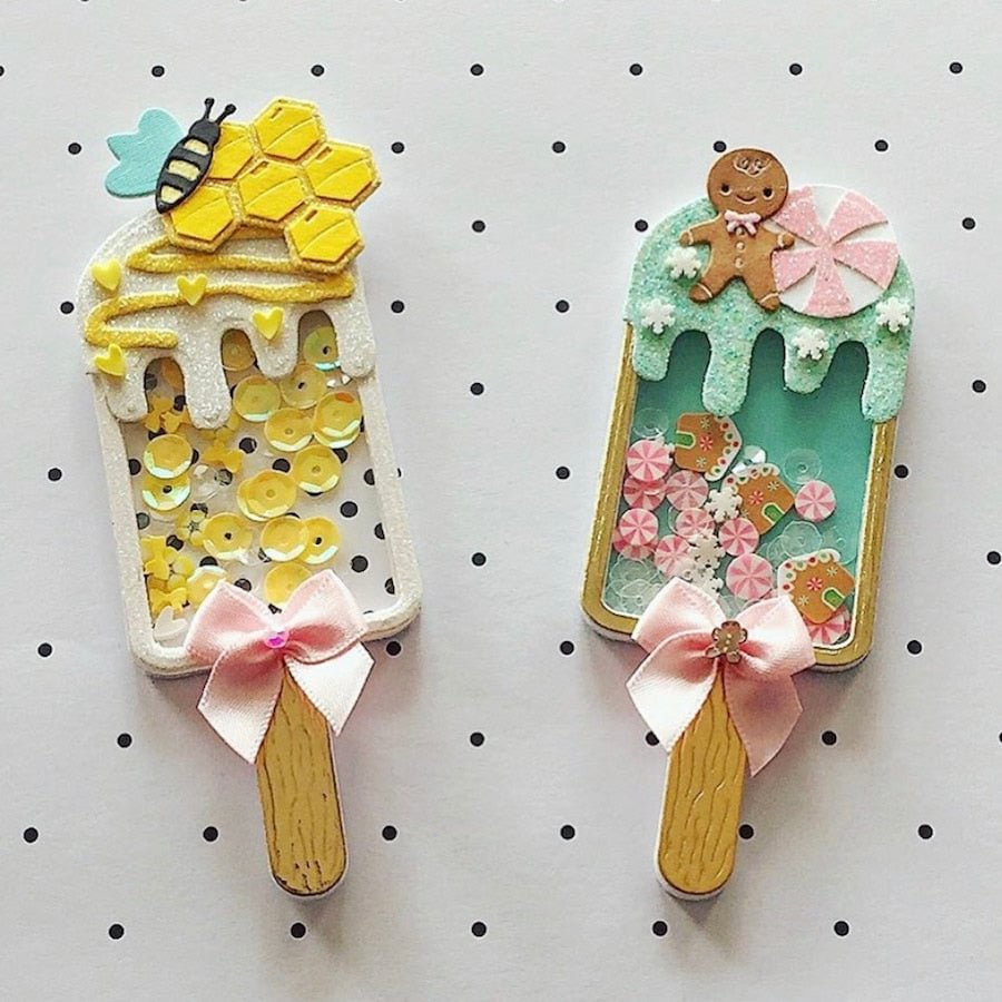 KSCRAFT Cute Popsicle Shaker Metal Cutting Dies Stencils for DIY Scrapbooking Decorative Embossing DIY Paper Cards 515
