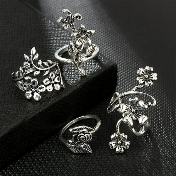 🔥Last Day 75% OFF🎁4Pc Vintage Flower Ring Set