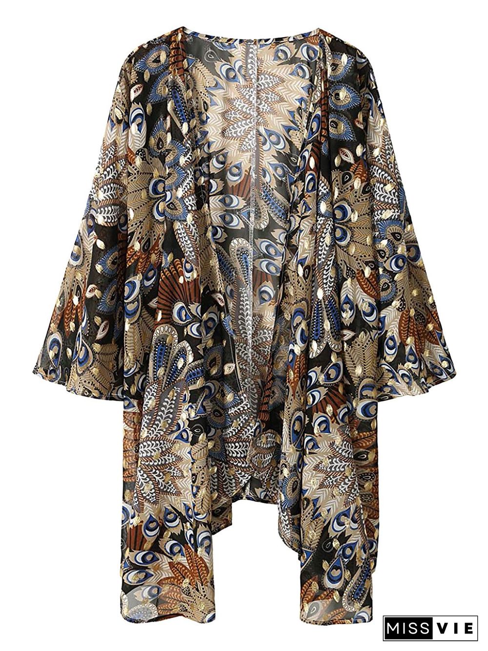 Women's V-neck Long Sleeve Printed Tops