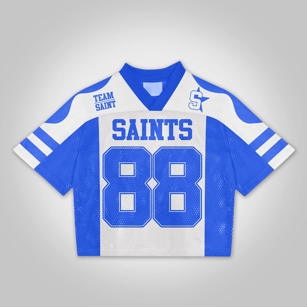 Vintage Our Idealism Is Saints In 88 Graphics Blokecore Blokette Cropped V-neck Jersey T-shirt