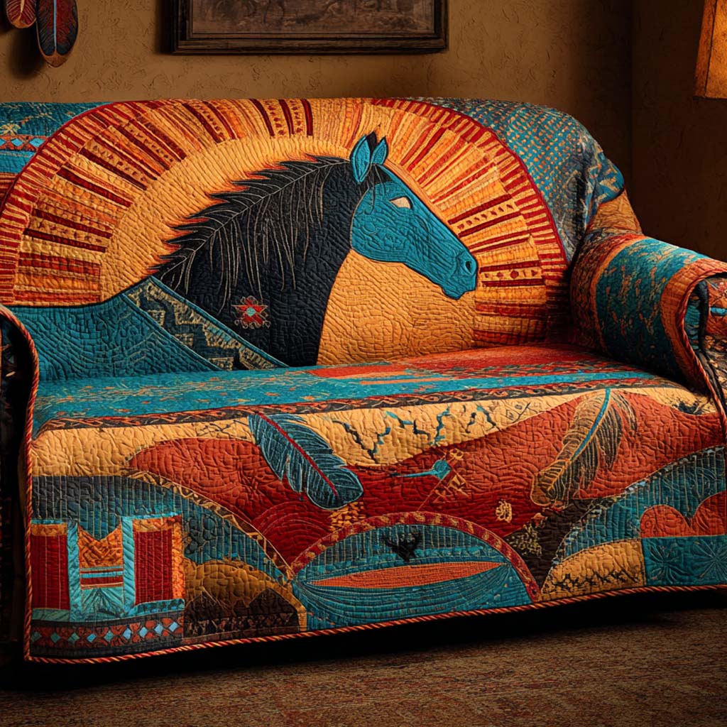 Blue Canyon Stallion Quilted Sofa Cover NCU0XD1829 everthome