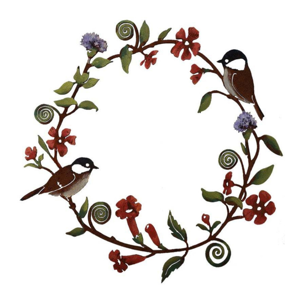 

Flowers Wreath Wall Art Bird Garland Metal Hanging Door Wall Decoration, 501 Original